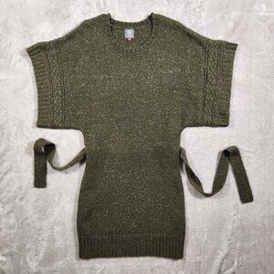 Vince‎ Camuto Green Sweater Dress with belt, Metallic thread size M